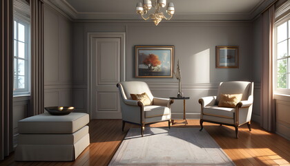 modern living room Contemporary interior design of furnished room Generative AI
