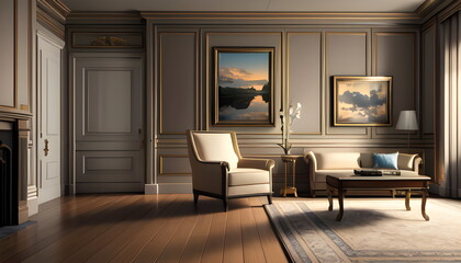 modern living room Contemporary interior design of furnished room Generative AI