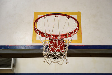 Naklejka premium Basketball Hoop with yellow square on backboard 