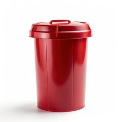  red garbage can insulated on white background. generative AI