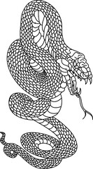 Red snake vector.Lampropeltis triangulum vector.Sticker and hand drawn snake for tattoo.Red snake Reptile on white background.