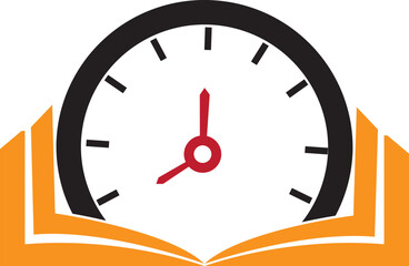Book Time vector logo template. This design use watch or clock symbol.