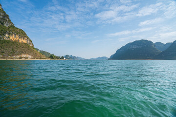 Scenery of Quyang Lake.Jingxi, Baise, Guangxi, China