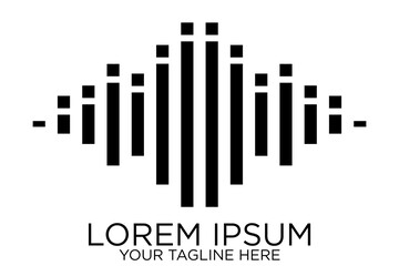 abstract audio or sound wave logo icon in black color