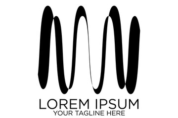 abstract audio or sound wave logo icon in black color