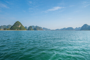 Fototapeta premium Scenery of Quyang Lake.Jingxi, Baise, Guangxi, China