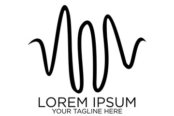 abstract audio or sound wave logo icon in black color