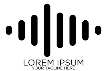 abstract audio or sound wave logo icon in black color