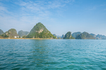Fototapeta premium Scenery of Quyang Lake.Jingxi, Baise, Guangxi, China