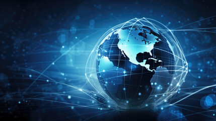 Internet ICT data blue background, web business company
