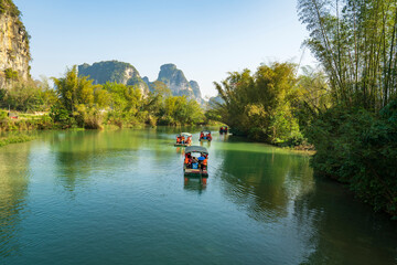 The natural scenery of Yulong River in Yangshuo, Guangxi, China