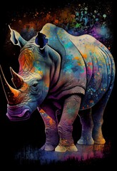 Obraz premium Rhino Ink Painting
