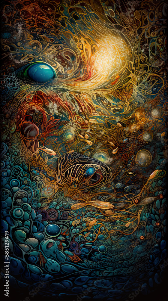 Poster abstract surreal wallpaper created by ai generative technology with intricate patterns and shapes. n