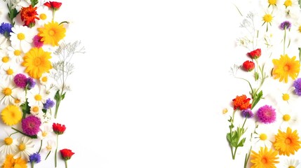 Naklejka na ściany i meble frame of flowers background with copy space 