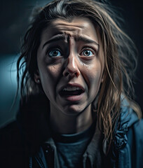 Terrified Female-Scared Girl Portrait-Generative AI