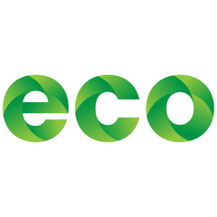 Green ECO text logo, Eco friendly sign