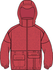 UNISEX WEAR BORG FLEECE MODULAR JACKET WITH HOOD VECTOR © M A A Designs