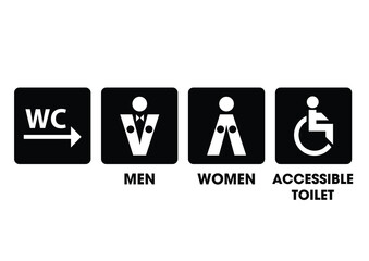 Vector symbols set toilet icons, girls and boys restroom black colors 19