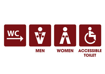 Fototapeta premium Vector symbols set toilet icons, girls and boys restroom black colors 14