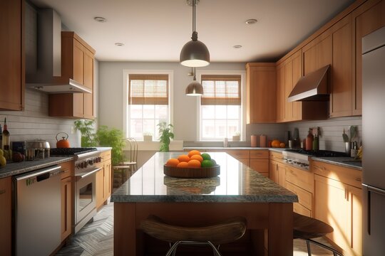 Kitchen: Create a set of images that showcase a functional, beautiful kitchen. Generative AI
