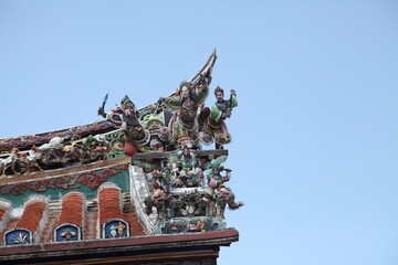 decorative elements on the temple roof