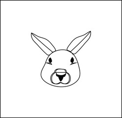 Head of rabbit vector line art work.