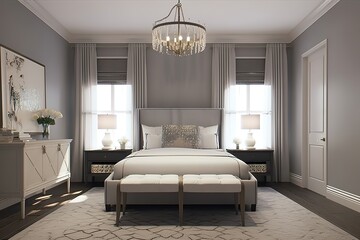 Master Suite: Create a set of images that showcase a luxurious, relaxing master suite Generative AI