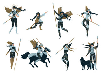 Valkyries Vikings women warriors with a spear