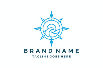 Beach Compass Logo Design vector template