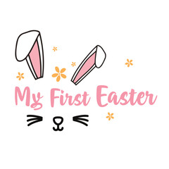 My First Easter Retro Easter T Shirt design. Boy and girl frame vector design. First Easter for baby
