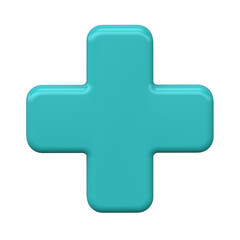 Cross 3d icon. Plus sign pharmacy green symbol for hospital and emergency. Medicine concept rendered illustration