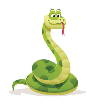 Cute snake cartoon illustration isolated on white background