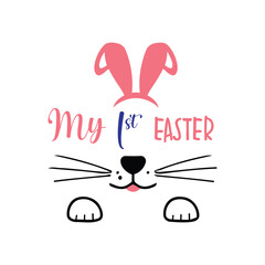 My First Easter Retro Easter T Shirt design. Boy and girl frame vector design. First Easter for baby
