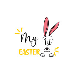 My First Easter Retro Easter T Shirt design. Boy and girl frame vector design. First Easter for baby
