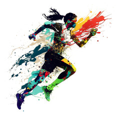 陸上選手のペイントアート, runner Paint Art, Generative AI - obrazy, fototapety, plakaty