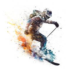 スキー選手のペイントアート, skier Paint Art, Generative AI