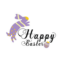 Happy Easter SVG, Happy Easter banner. Trendy Easter design with typography, greeting card, header for website, eggs, bunny ears, in pastel colors.