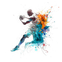 バスケットボール選手のペイントアート, Basketball Player Paint Art, Generative AI