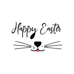 Happy Easter SVG, Happy Easter banner. Trendy Easter design with typography, greeting card, header for website, eggs, bunny ears, in pastel colors.