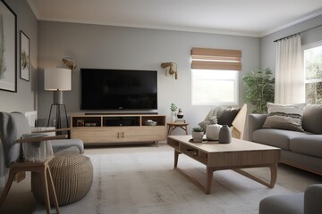 Family Room: Capture a set of images that showcase a cozy, family - friendly family room. Generative AI