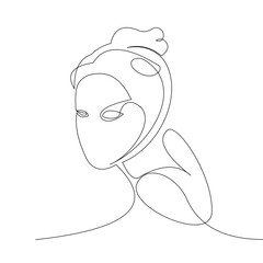 continuous line drawing. sport woman doing yoga on white background.