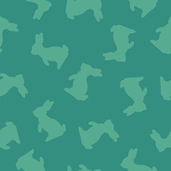 Green seamless pattern with rabbit shape