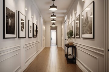 Hallway: Capture a set of images that showcase a well - designed, functional hallway. Generative AI