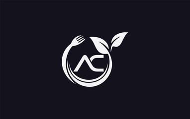 Green leaf nature with spoon and healthy logo design spoon fork and leaf