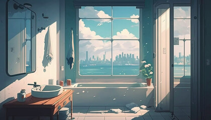 アニメの背景素材-バスルーム