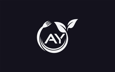 Green leaf nature with spoon and healthy logo design spoon fork and leaf