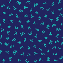 Fototapeta na wymiar Symbols of various currencies seamless pattern. Vector background.