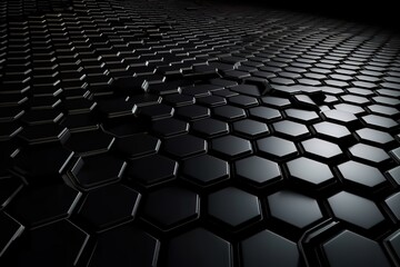 Hexagonal abstract metal background with light, Generative AI.