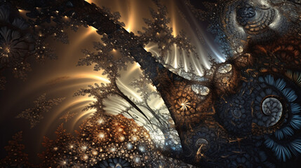 gold fractal decoration generative ai