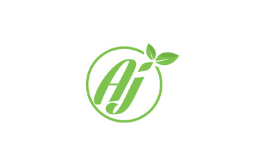 Fresh nature and healthy leaf logo design with the letter and alphabets. Green leaf and eco logo icon design